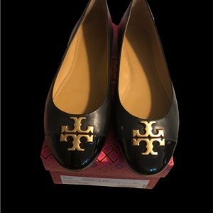 New Tory Burch Everly Cap Toe Ballet Flats Sz 10